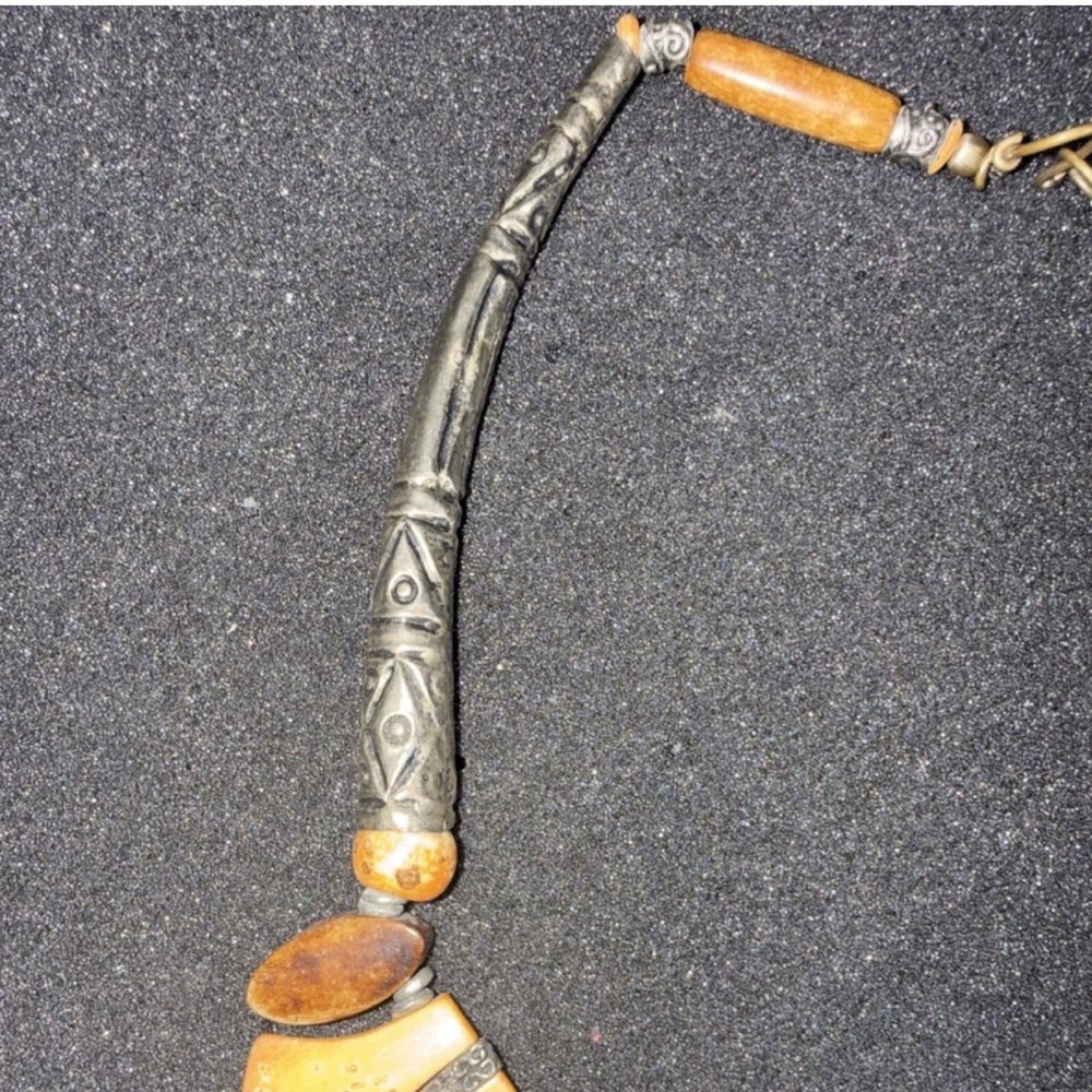 Handcrafted Orange And Silver Statement Necklace - image 2